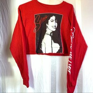 Selena cropped bright red long sleeve size Meduim